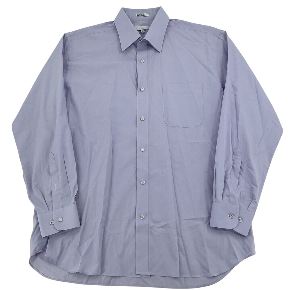 Modena Dress Shirt Mens 17 34/35 Lavender Purple Solid Long Sleeve Professional